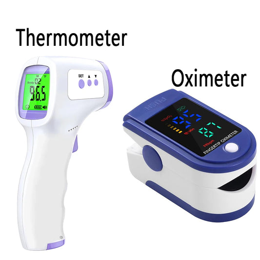 Thermomètre infrarouge sans contact + Oxymètre de pouls portable