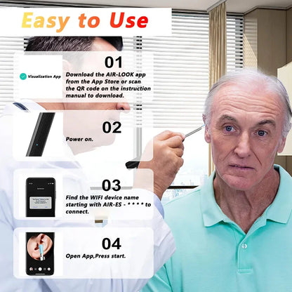 Nettoyeur d’oreille visuel avec caméra – Otoscope lumineux